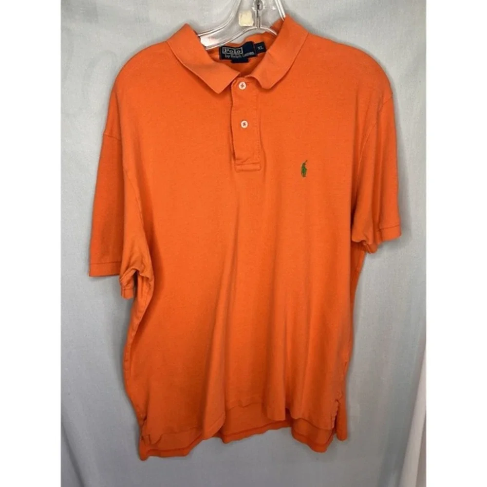 Mens XL‎ Polo Ralph Lauren Orange Polo Short Sleeve Shirt Cotton